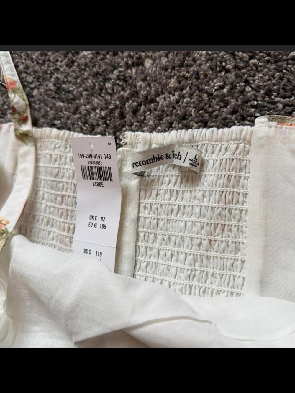 Abercrombie & Fitch White Floral Midi Dress with Rust Accents - Picture 5 of 5